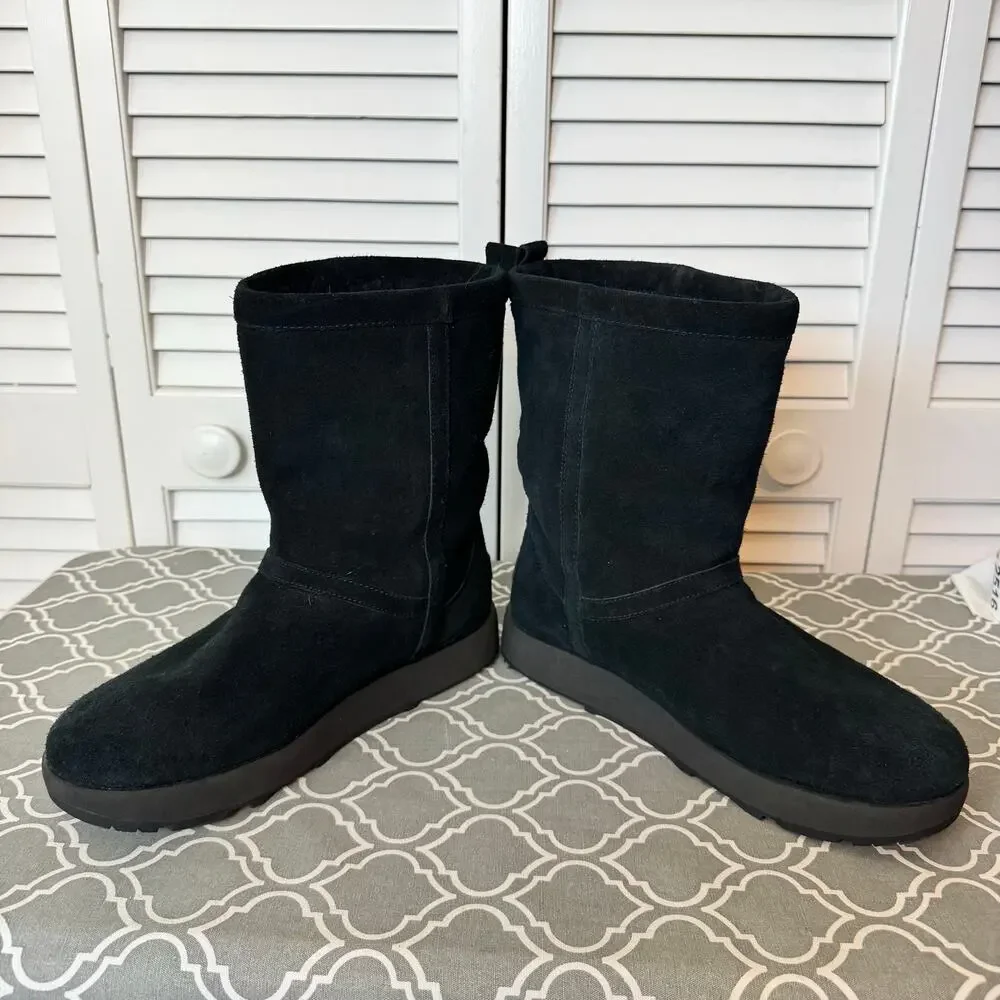 UGG Black Boots Women's Classic Short Waterproof Suede Vibram Heel Warm Boho